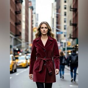 QVC Dennis Basso Women's Burgundy Leather Jacket